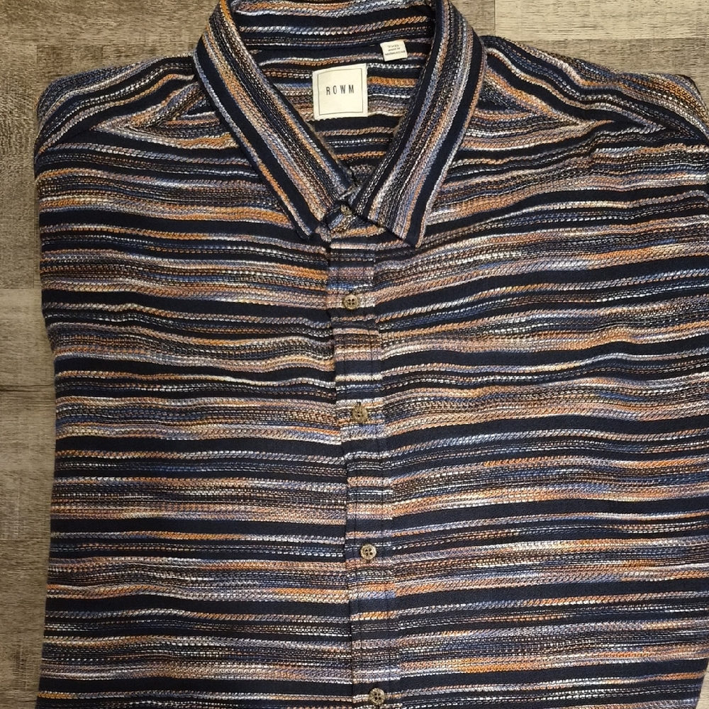 BOWN Men's Multicolor Striped Button Down Shirt